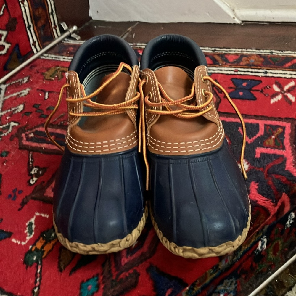 L.L. Bean Navy and Brown duck boot